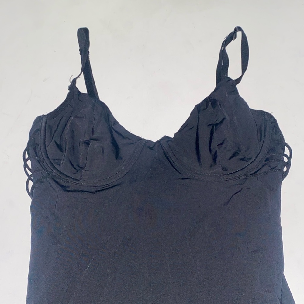 Tic Toc Black Corset Bustier Slinky Strappy Back Fitted Mini Dress in Small